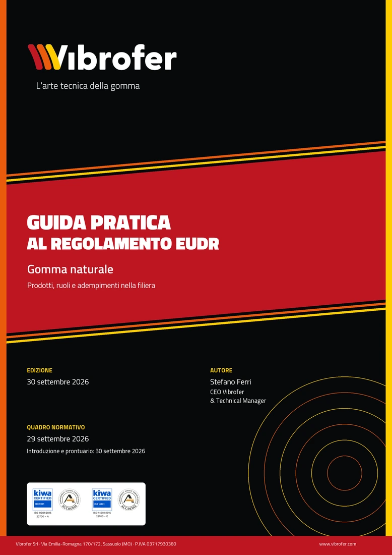 Copertina del libro Vibrofer EUDR e gomma naturale, edizione del 30 settembre 2026, 90 pagine